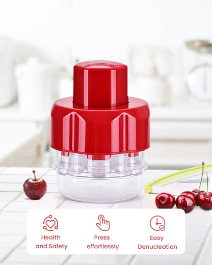 Cherry Pitter Tool with 7 Holes, Multiple Fruit Corer for Kitchen, Easy to Use for Making Cherry Jam - Pit 7 Cherries at Once, Saving Time & Effort (Red)