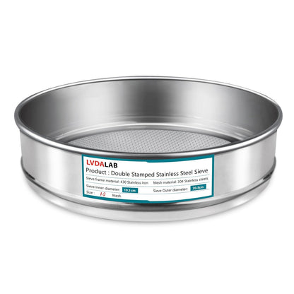 304 Stainless Steel Mesh Lab Sieve, 10 Mesh (2mm) Aperture Test Sieve, 7.9Inch(20cm) Diameter Economy Standard Analysis Sample Test Sieves for Industrial Laboratory Homes - Colors A
