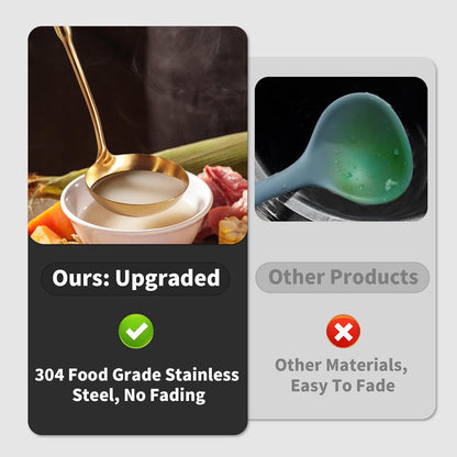 Newness Soup Ladle, [Rustproof, Heat Resistance, Integral Forming] Resilient 304 Stainless Steel Soup Spoon with Vacuum Ergonomic Round Handle, Cooking Spoon for Kitchen, 13.7 Inches
