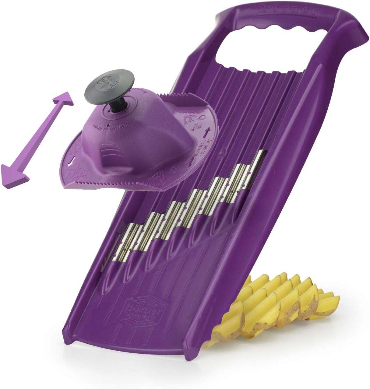 Börner Wave/Gaufrel XXL PowerLine Vegetable Slicer • Corrugated Vegetable Cutter • Corrugated/Waffle Cutter • Potato Grater for Grilled Potatoes Orange