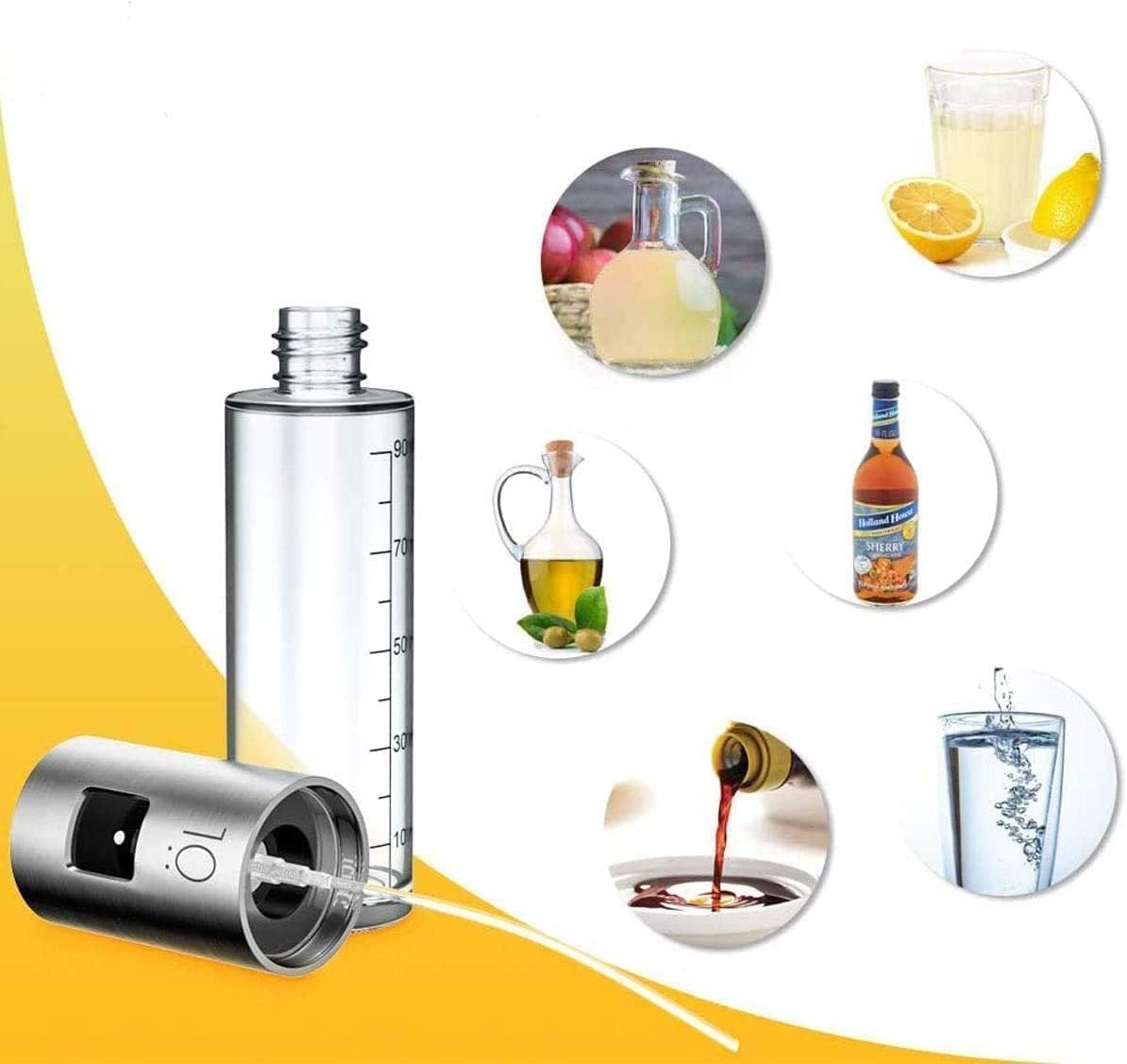 Oil Sprayer for Cooking, 100ml Food-Grade 304 Stainless Steel & BPA-Free Glass, Leakproof Oil Mister with Silicone Basting Brush, Funnel & Cleaning Brush, Suitable for Air Fryer, BBQ, Baking, Salad