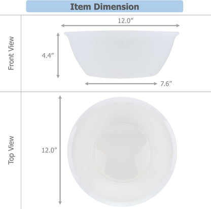 EIKS 4 Pack Plastic Water Basins for Washing & Storage Vegetable Fruit Dishes Tableware, Work in Home Kitchen Bath Sink, Each Size Dia. 12.0" x H4.4 (4 Quart)