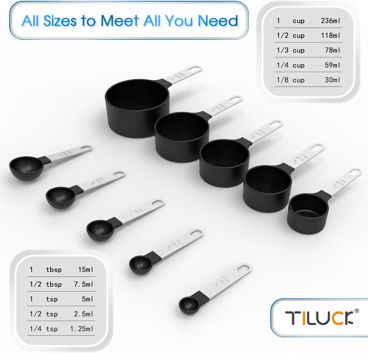 TILUCK Measuring Cups & Spoons Set, Stackable Cups and Spoons, Nesting Measure Cups with Stainless Steel Handle, Kitchen Gadgets for Cooking & Baking (Green)