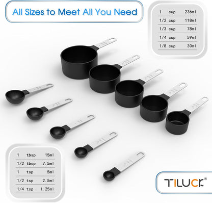 TILUCK Measuring Cups & Spoons Set, Stackable Cups and Spoons, Nesting Measure Cups with Stainless Steel Handle, Kitchen Gadgets for Cooking & Baking (Green)