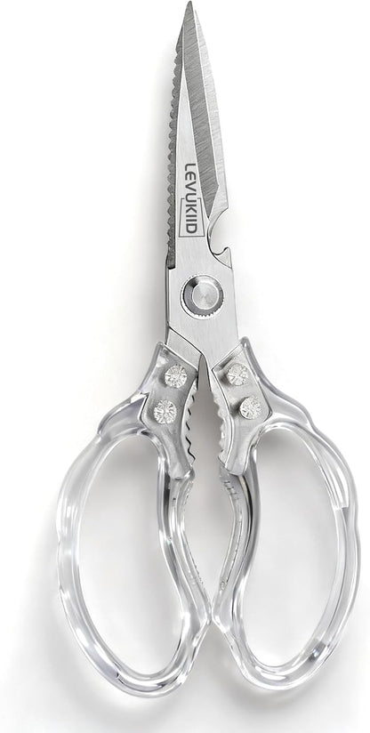 Rust-Resistant Kitchen Scissors, Transparent and Stylish Handle, Suitable For Cutting Various Foods and Their Packaging, Suitable For Large Hands,Colorful Blade