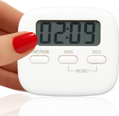 Digital Kitchen Timer Magnetic Backing Stand, Loud Alarm Timers, Timers for Kitchen, Baking, Exercise Training, Study, Count up and Count down Clock, White