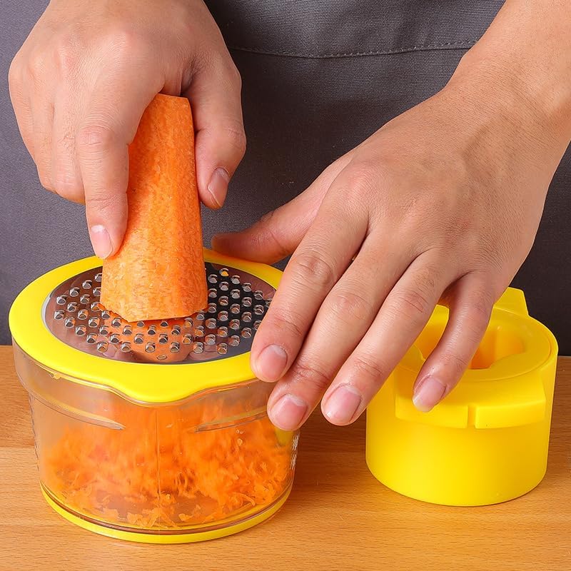 Corn Cob Stripper Tool with Bowl & Comfort Grip - 2-in-1 Kernel Cutter and Grater for Garlic Ginger, Corn Peeler and Grinder Set with Container, Easy Corn Kernel Remover