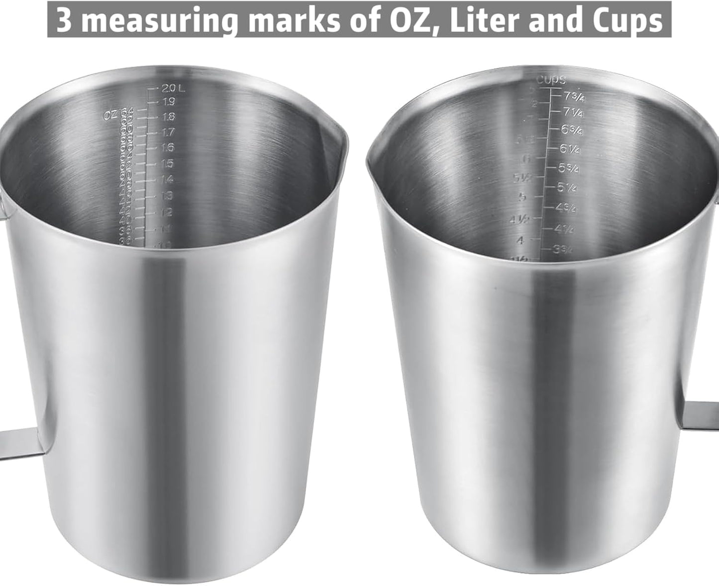KSENDALO SUS304 Stainless Steel Measuring Cup Pitcher, 16oz/2Cup/500mL Metal Measuring Cup with Precision Engraved Markings for Kitchen Baking, Frothing, Liquid, Coffee, Milk