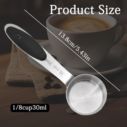 1/4 Cup Measuring Cup, 60 ML Stainless Steel Coffee Measuring Scoops, Single Metal Coffee Scoop with Black Silicone Handle