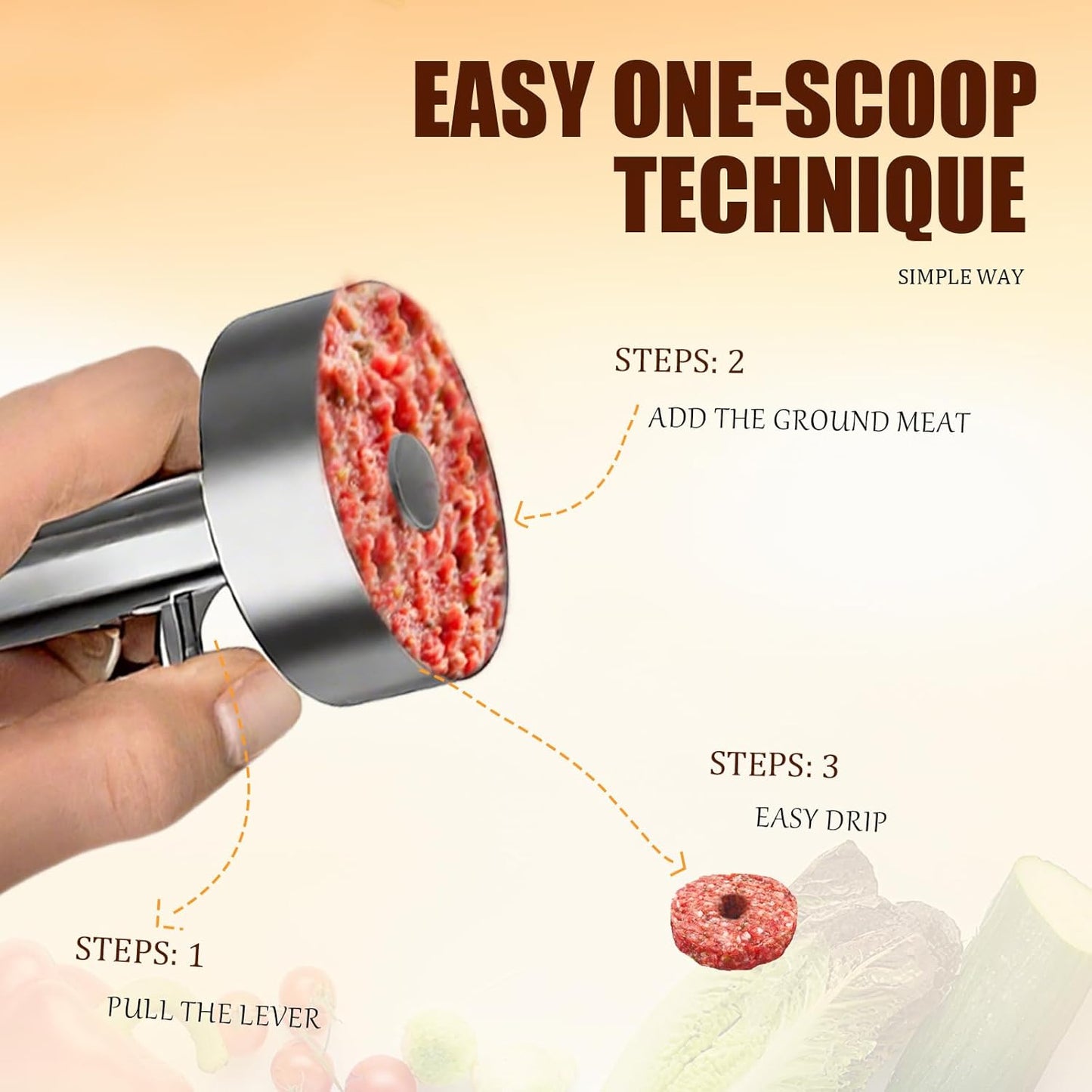 Stainless Steel Falafel Scoop Maker, Ring-Style Falafel Mold with Center Post, Meatball Press Tool for Uniform Veggie Patties and Small Kitchen Shaping ﻿