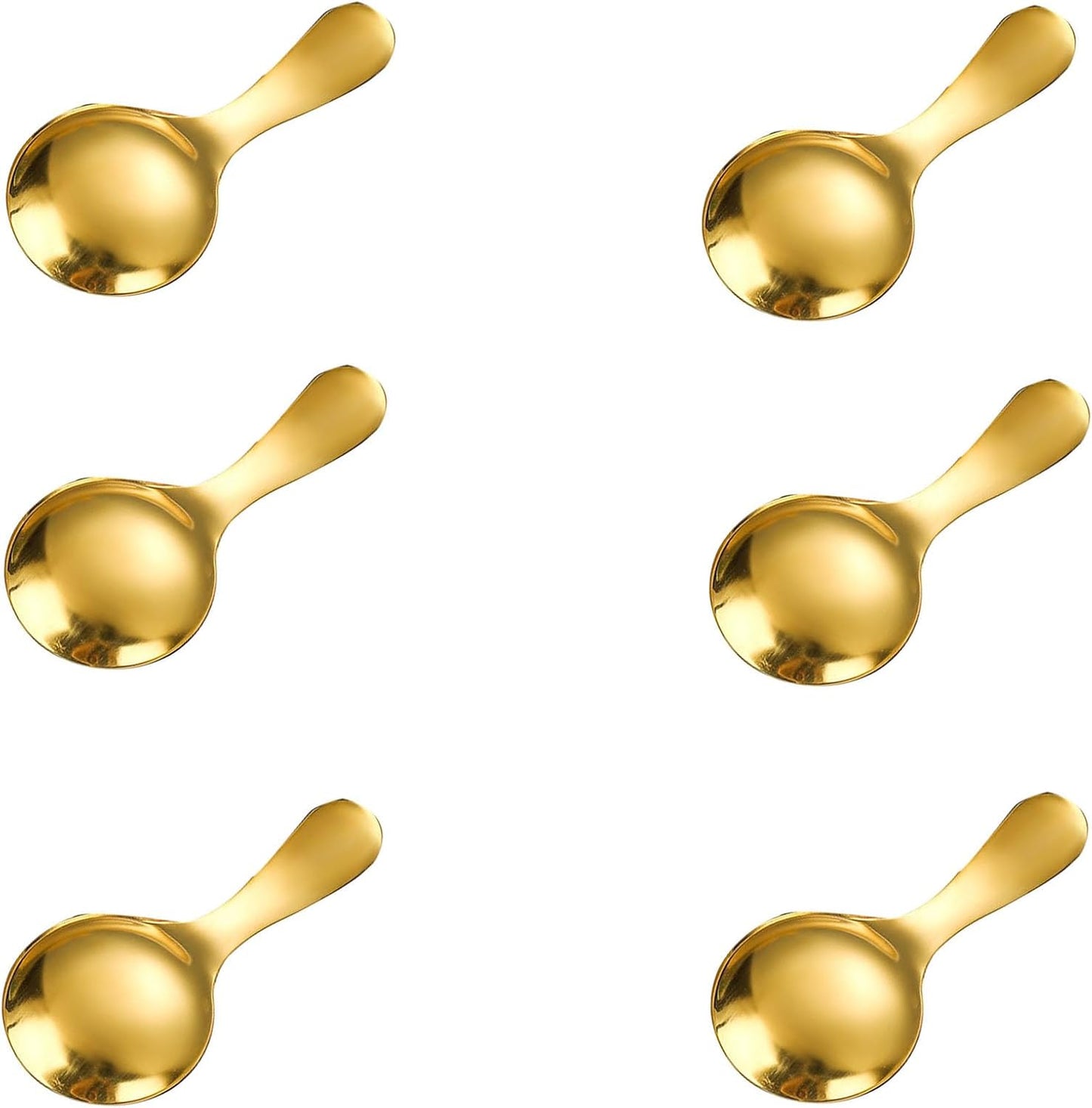 6 Pcs Stainless Steel Mini Spoon Short Handle Small Round Suitable For Dessert, Tea, Coffee, Cake, Sugar, Ice Cream Coffee Tea Spoon. (Silver A)