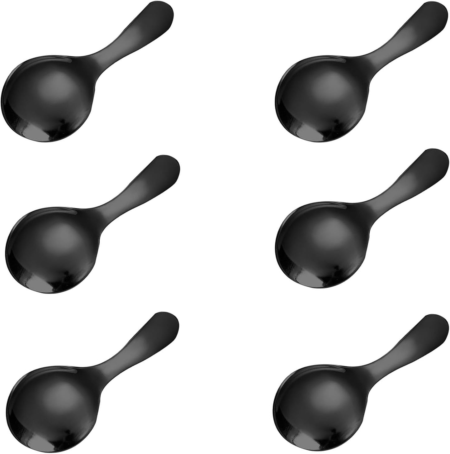 6 Pcs Stainless Steel Mini Spoon Short Handle Small Round Suitable For Dessert, Tea, Coffee, Cake, Sugar, Ice Cream Coffee Tea Spoon. (Silver A)