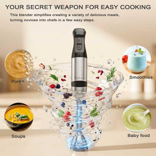 8-in-1 Hand Blender 1200W 5-Speed, Immersion Stick Blender Set with Meat Grinder Dough Hooks Whisk Mixing Cup Storage Rack, for Smoothie Soup Puree Food Dough