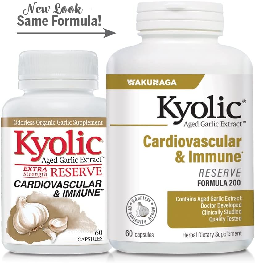 Kyolic Aged Garlic Extract Formula 200, Cardiovascular & Immune*, Reserve, 60 Capsules