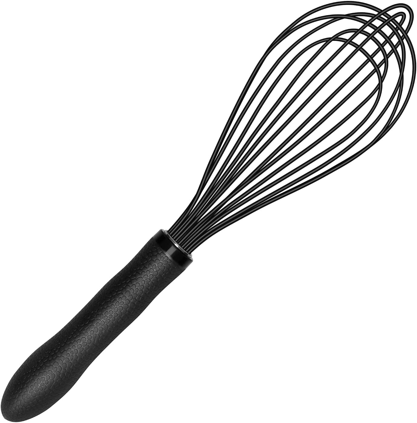 TEEVEA Silicone Whisk Set Non Scratch BPA Free for Nonstick Cookware, 3 Piece 8/10/12 Inch Stainless Steel Core Heat Resistant, Egg Beater for Cooking Baking, Black
