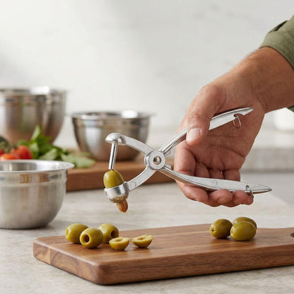Aluminum Alloy Cherry Pitter Tool - One-Press Core Removal Tool for Olives and Dates, Heavy Duty Pit Picker Tool with Ergonomic Grip