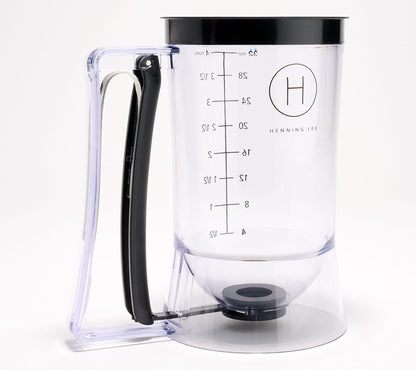 Henning Lee 4-Cup Precision Kitchen Batter Dispenser- Perfect for Pancakes, Cupcakes, Waffles & Crepes (Blue)