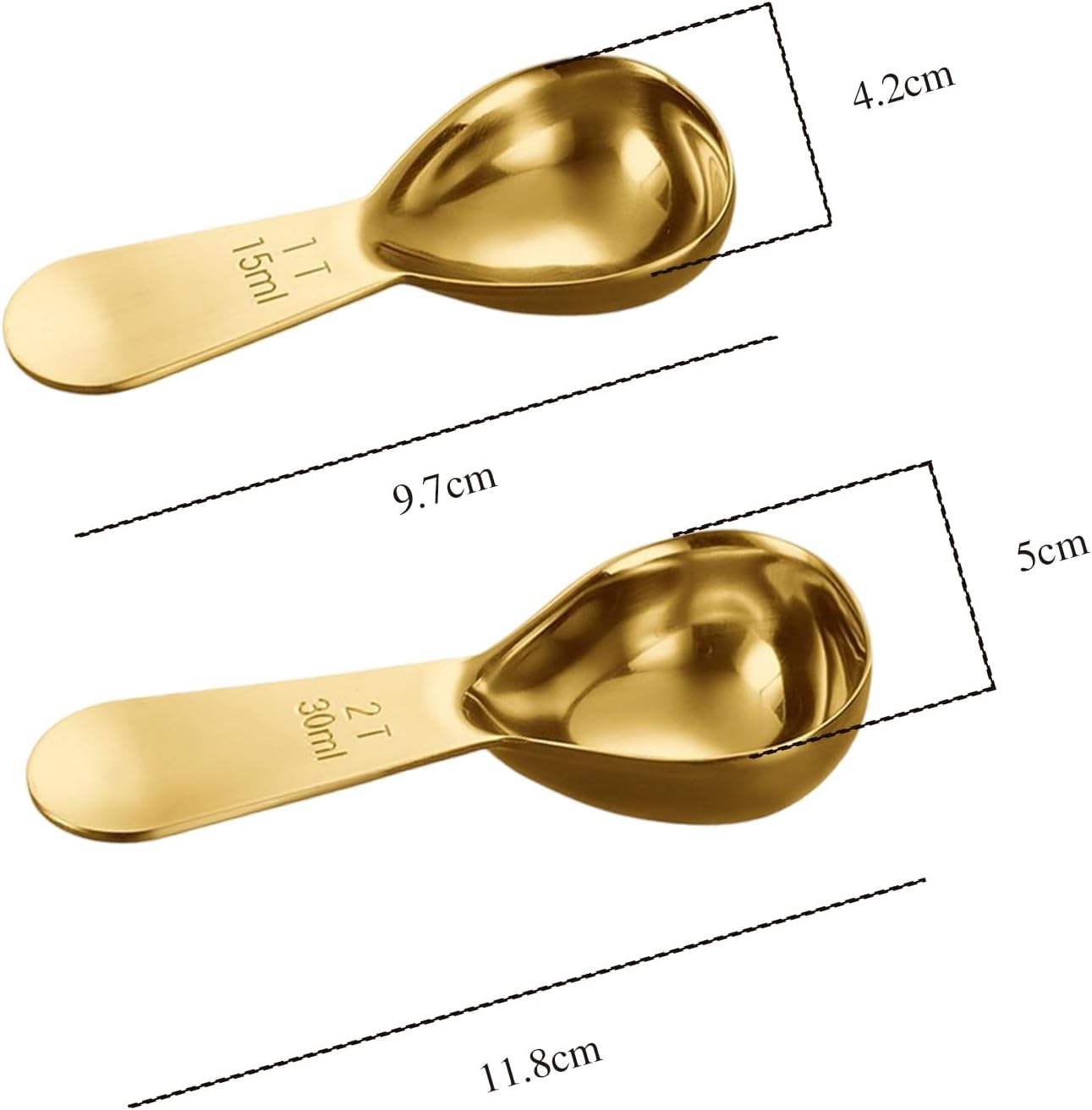 2Pcs Stainless Steel Coffee Scoop,1TBSP&2TBSP(15ML&30ML) Tablespoon Measuring spoon,Black