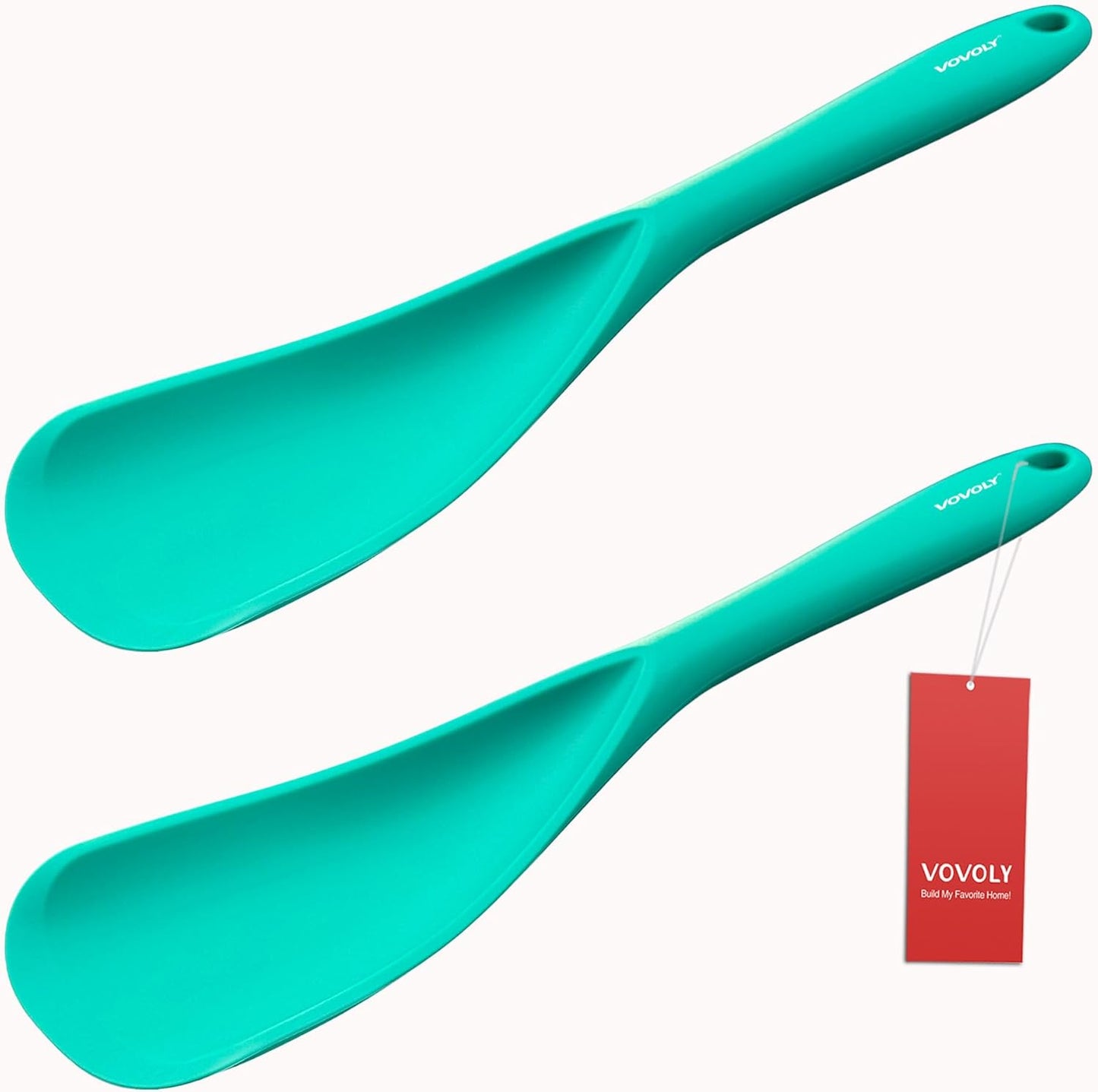 Cooking Spoon for Nonstick Cookwares, VOVOLY Silicone Spoon for Mixing, Scoop, and Scrape, Black, 11.4''
