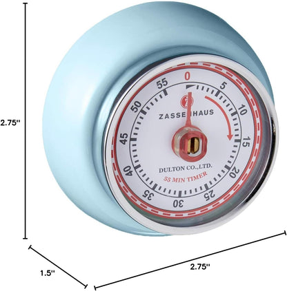 Zassenhaus Magnetic Retro 60 Minute Kitchen Timer, 2.75-Inch, Teal