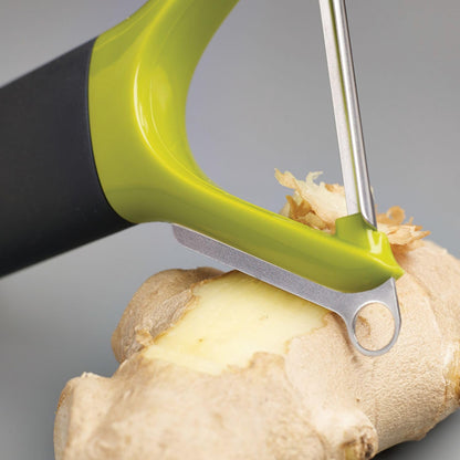 Joseph Joseph Multi-Peel Y-shaped Peeler Easy Grip Handles Stainless Steel Blade for Kitchen Vegetable Fruit, Light Green