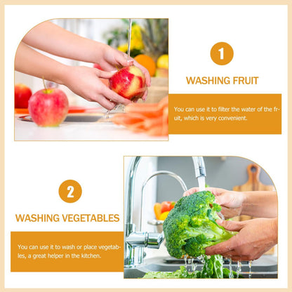 Unomor Double Layer Vegetable Washing Basket with Drain Strainer Bowl for Fruits Pasta Salad 13.38X9.05X4.33 Inch Kitchen Colander with Handle