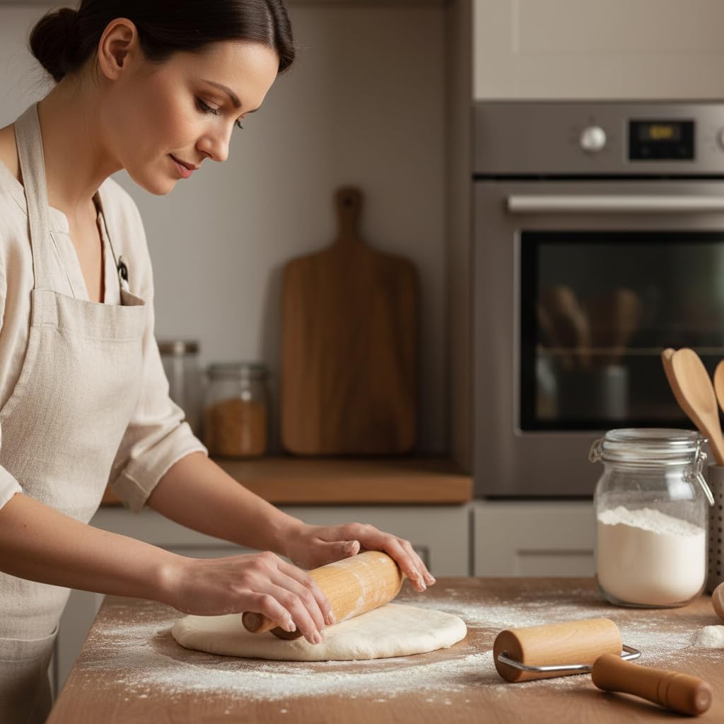 Small Rolling Pin, Pizza Dough Roller, Non Stick Wood Pastry Roller, Kitchen Wooden Rolling Pins for Baking Cooking Cookie Bread Tortilla Dumpling Fondant Clay (Style 2)