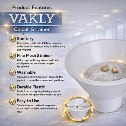 Vakly Calculi Strainer [2-Pack] – Durable Plastic Funnel with Fine Mesh Screen for Urine Straining, Reusable Kidney Stone Collector for Specimen Testing