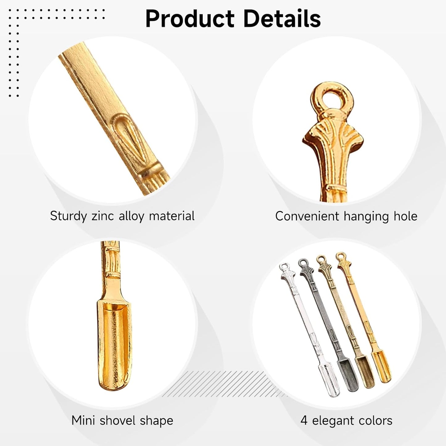40 Pcs Mini Shovel Spoons,Tiny Spoons for Powder,Metal Spoon Power Scoop Tableware Charm Mini Pendant Spoon for Measuring Spices,Herbs,Powder,Coffee,Sugar