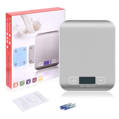 Kitchen Food Digital Scale Portable Postal Scale for Small Business Packages, Food, Handmade Goods, Liquids, with Large LCD Display High-Precision 1g Accuracy (Rose Gold Rechargeable(5kg/1g))
