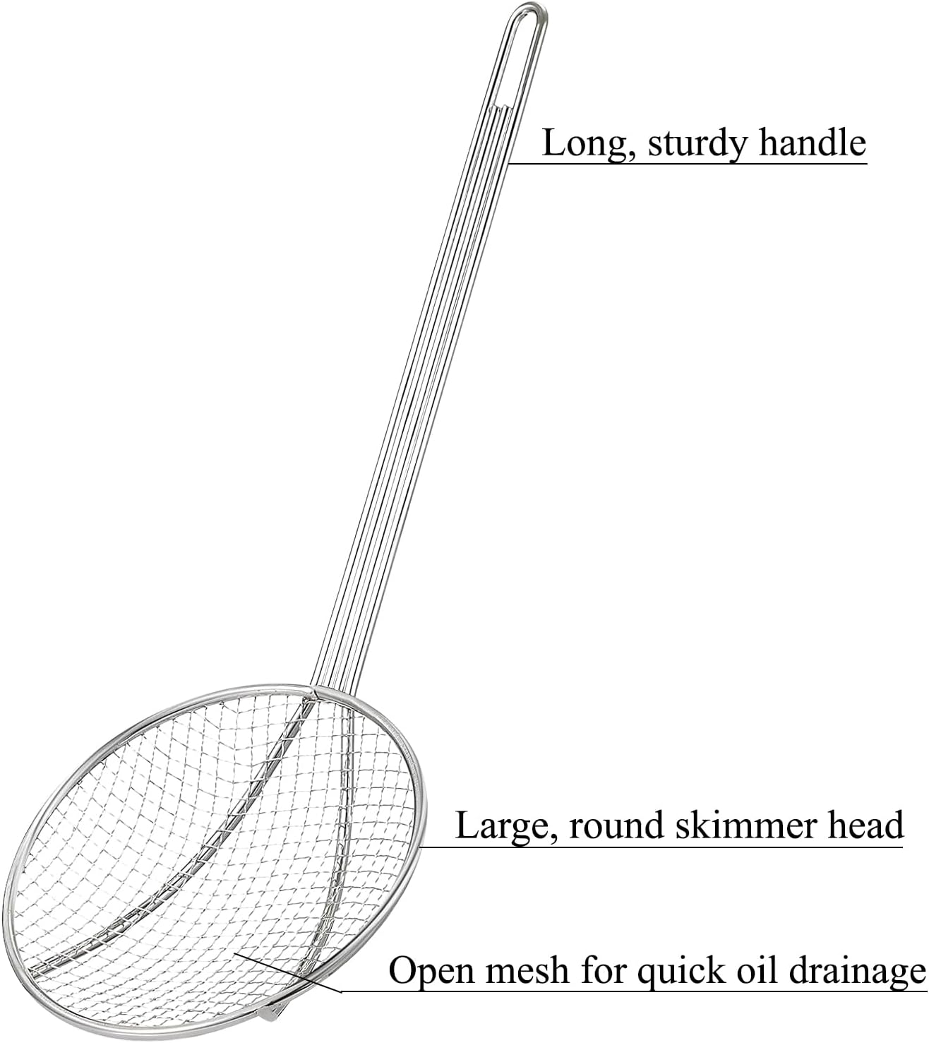 2PCS Fryer Scoop Skimmer Spoon Strainer Spoon Kitchen Spider Frying Spoon Strainer and Utensil for Deep Fryer with Basket, Deep Fryer Cooking, Wok Fry Ladle Spoons with Handle, Asian Spatula Utensils