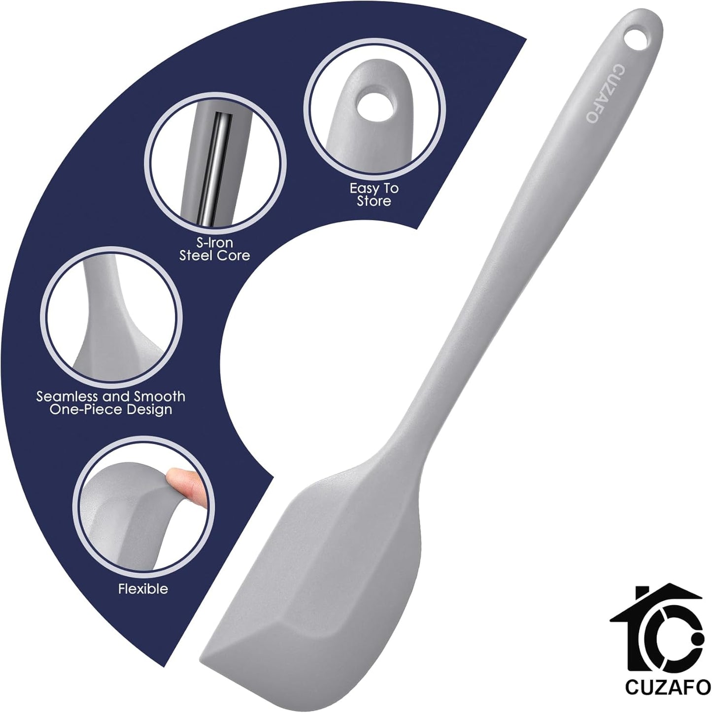 BPA Free Heat Resistant 600℉ Silicone Spatula, Turner Mixing Spatulas set Dishwasher Safe for Nonstick Cookware, Classic Blue