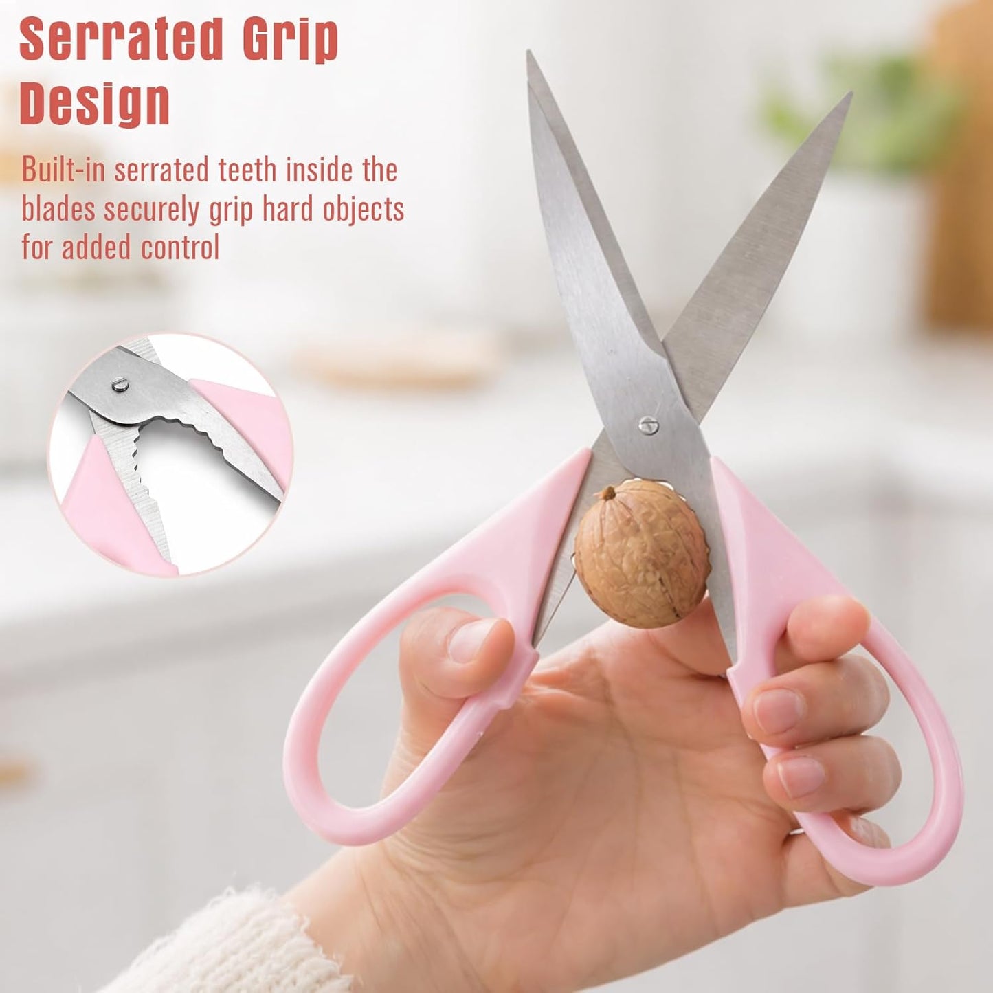 2-Pack Pink Kitchen Scissors, Heavy-Duty All-Purpose Meat Shears, Stainless Steel, Dishwasher Safe