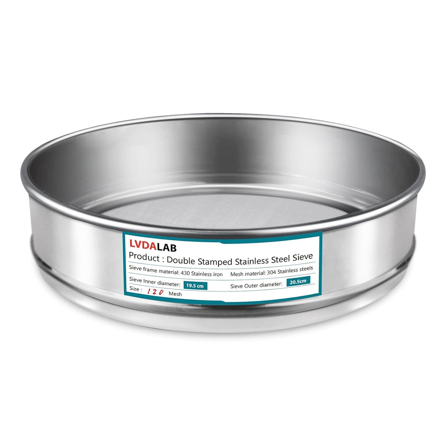 304 Stainless Steel Mesh Lab Sieve, 80 Mesh (0.2mm) Aperture Test Sieve, 7.9Inch(20cm) Diameter Economy Standard Analysis Sample Test Sieves for Industrial Laboratory Homes - Colors B