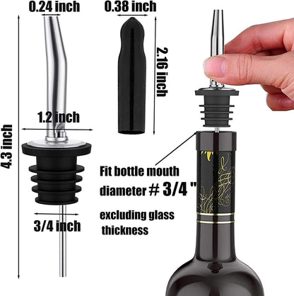 Pafusen 6 Pack Liquor Bottle Pourers, Liquor Pour Spout for Liquor Bottles, Stainless Steel Olive oil Dispenser Spout, Alcohol Pourer Spouts Dust Caps Covers Fixed, Sliver