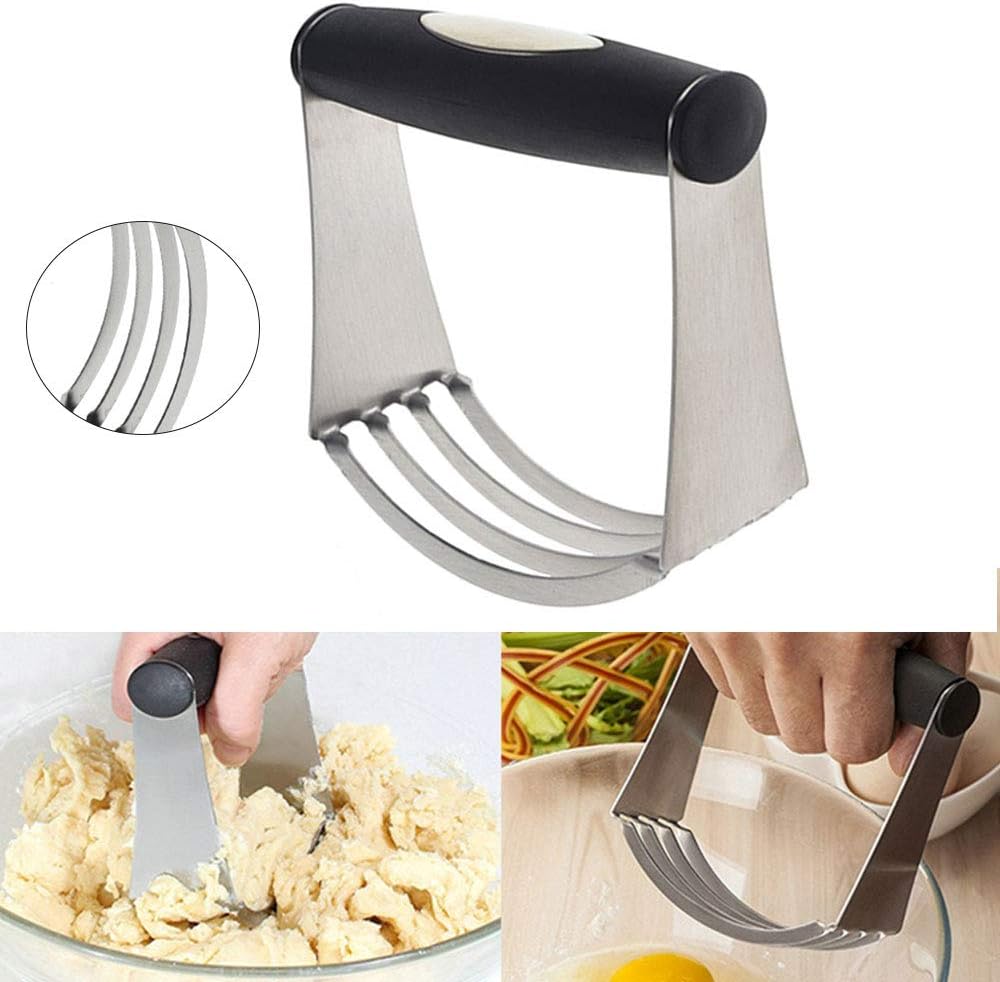 TopHomer Multi-Function Pastry Dough Blender with Non-Slip Handle, Stainless Steel Sharp Thick Blade for Mixing and Cutting Food, Easy to Clean