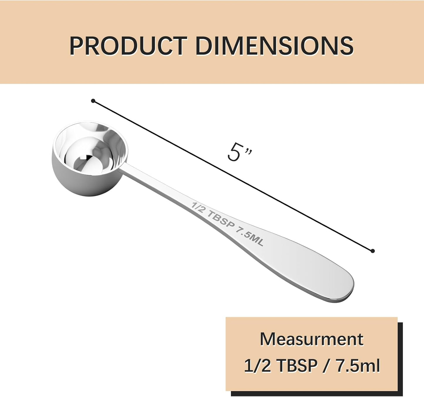 2PCS 1tbsp(3tsp, 15 ml) Single Measuring Spoon, Stainless Steel Individual Teaspoon, Metal Measure Scoop with Gift Box