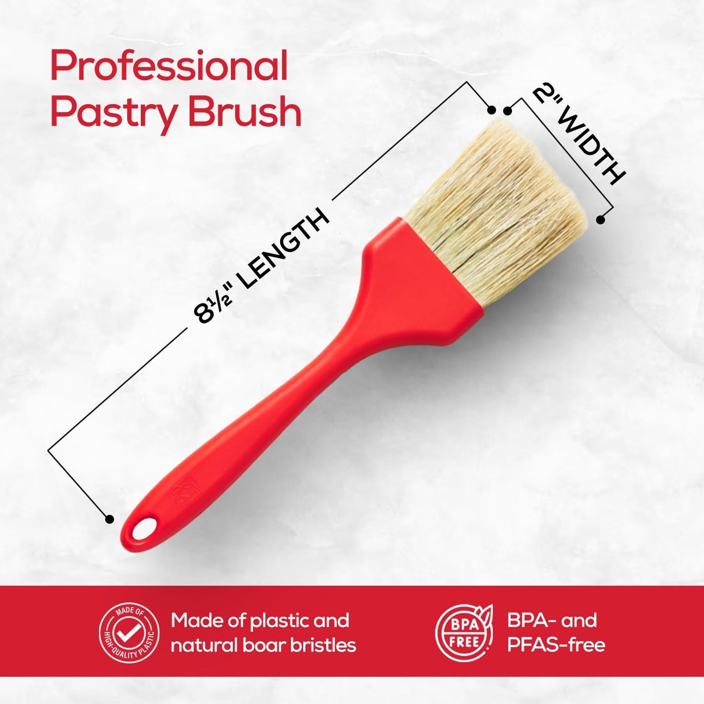 King Arthur Baking Company Professional Pastry Brush, Natural Boar Bristles, 2-Inch, For Butter, Egg Wash, Glaze And Baking Prep
