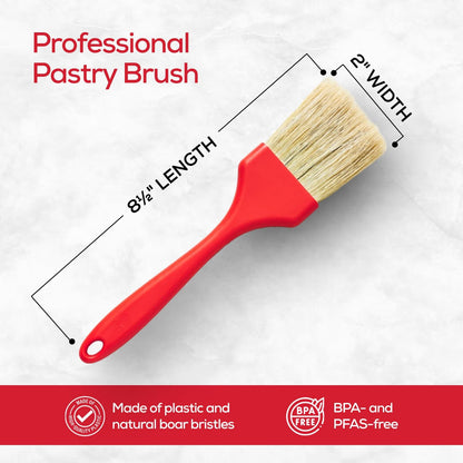 King Arthur Baking Company Professional Pastry Brush, Natural Boar Bristles, 2-Inch, For Butter, Egg Wash, Glaze And Baking Prep