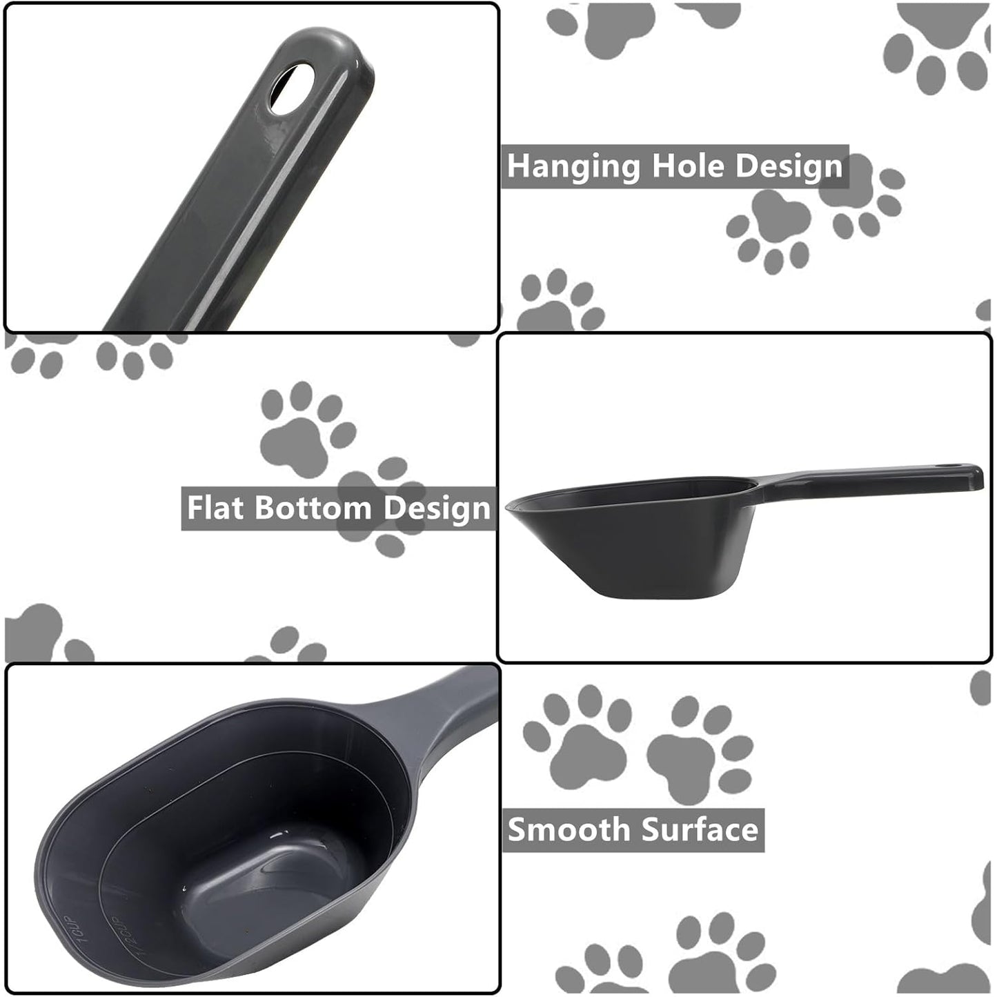 DEAYOU 12 Pack Dog Food Scoop, 1 Cup Plastic Pet Food Scoop with Measuring Lines, Multi Purpose Kitchen Scoop Measure Cups for Puppy, Flour, Ice Cube, Accurate Portion Control, 4 Colors