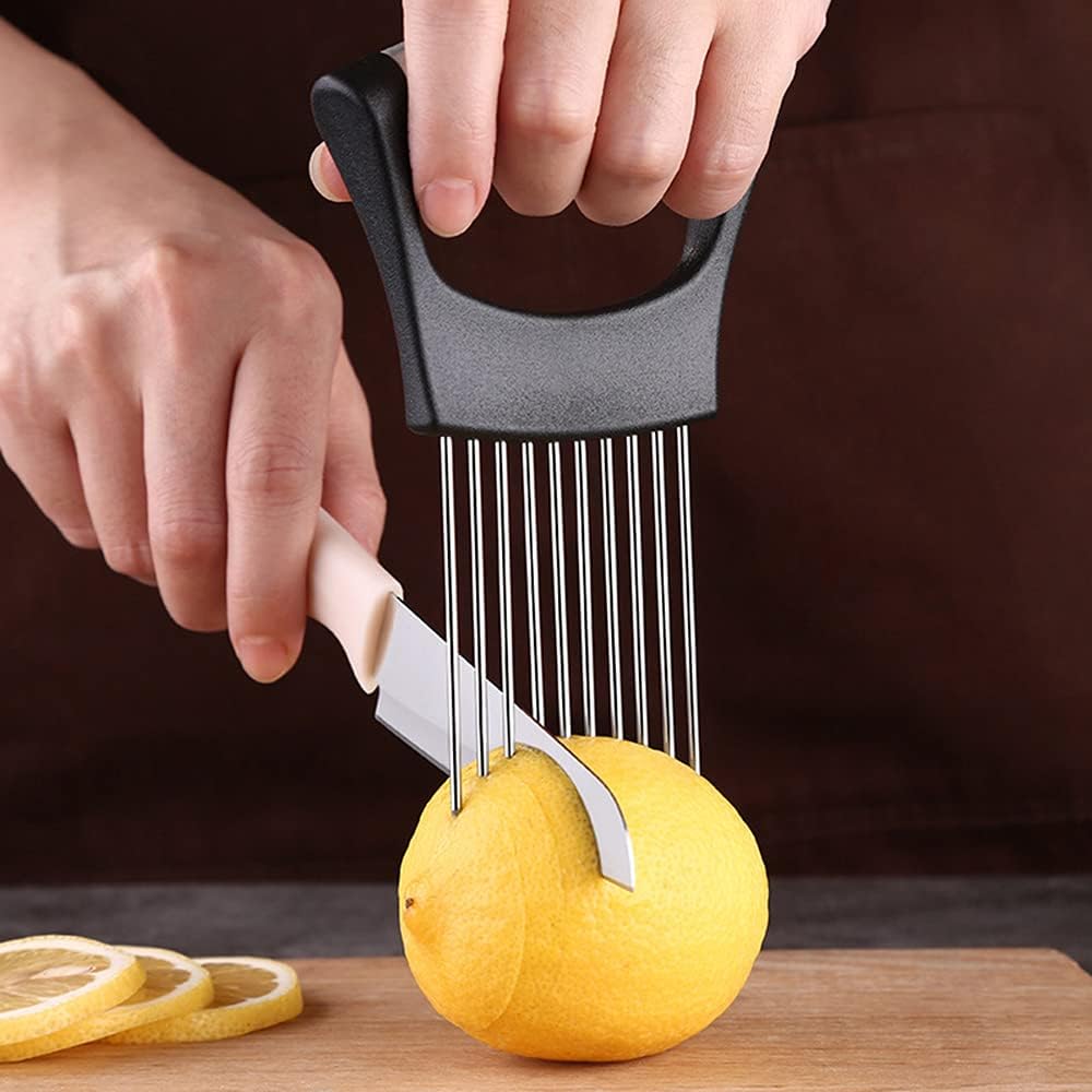 Stainless Steel Onion Cut Holder Slicer With 10 Even Prong Easy Hold Vegetable To Cut Tomato Lemon Potatoes And Loosen Meat Kitchen Tools(Silver)