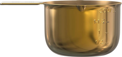 Color Up 2 Cup Measuring Cup, 480ml Stainless Steel Metal, Easy-Pour Spouts, Engraved Markings, Flat Base, Dishwasher Safe, for Dry and Liquid Ingredients