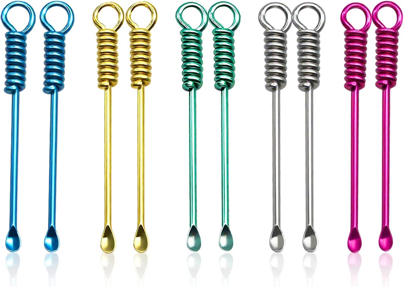 10Pcs Mini Spoons Keychain, Tiny Metal Shovel Charms for Spices & Powder, Multicolor Small Spoon Pendant for Jewelry Making, Crafts, DIY Accessories