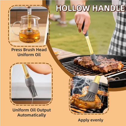 4 Pack Silicone Basting Pastry Brushes with 2 Wood Handle Culinary Oil Brushes, Heat Resistant Brush Set, Perfect for BBQ Sauce Barbecue Butter Grill Baking Kitchen Cooking, BPA Free & Dishwasher Safe