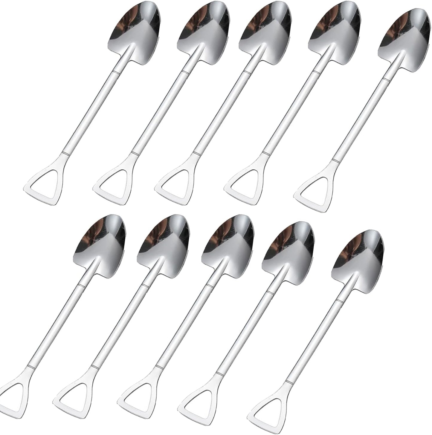 Shovel Spoons for Desserts,10 PCS Mini Dessert Spoon Small Ice Cream Stainless Steel Spoons Fruit Spoon -6 inch (Pointed)