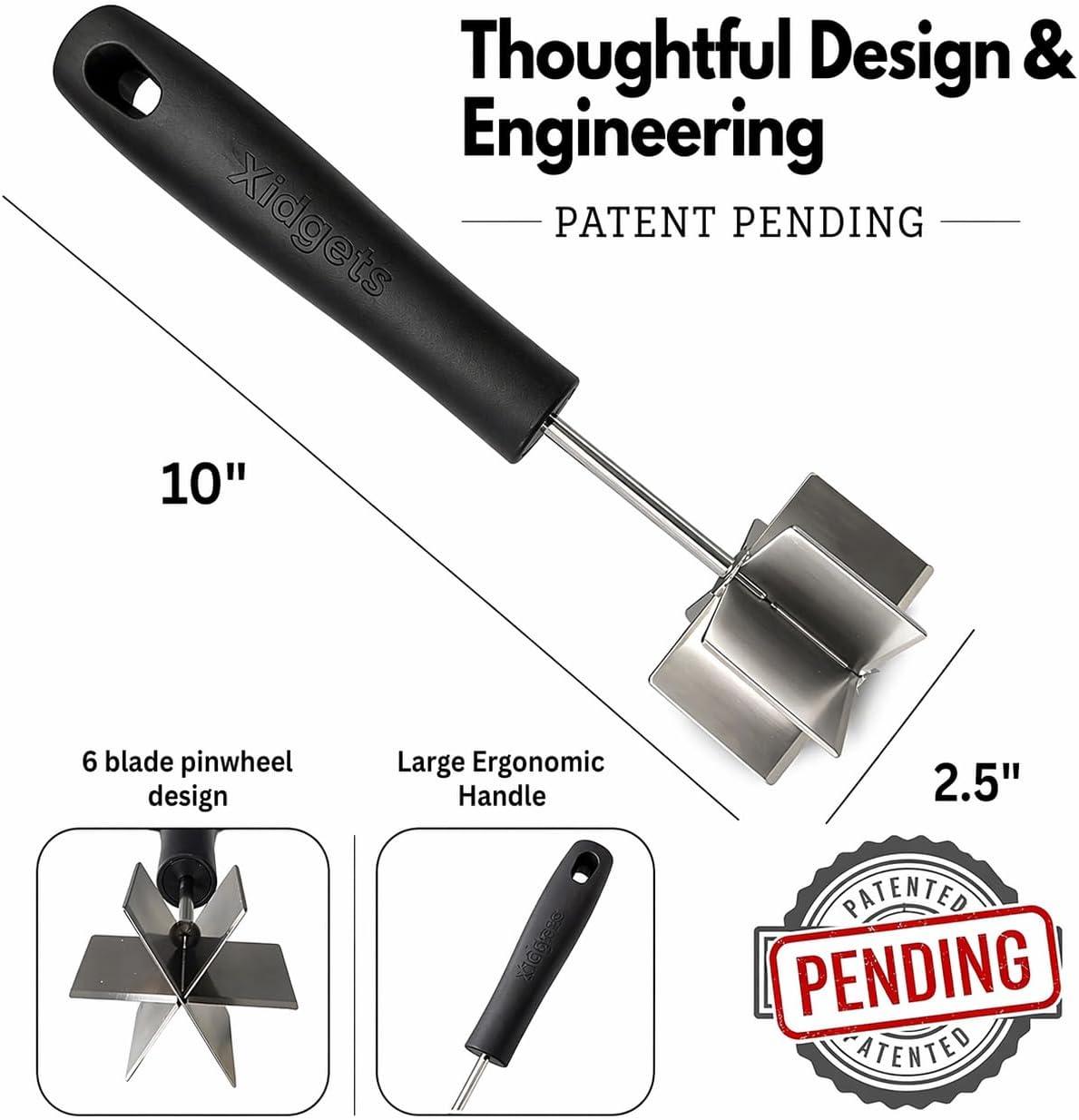 Stainless Steel Mini Meat Chopper & Masher | 6-Blade Ground Beef Chopper Tool | Small Hamburger Smasher | Compact Ergonomic Handle | Dishwasher Safe - 7" (Retro Orange Mini)