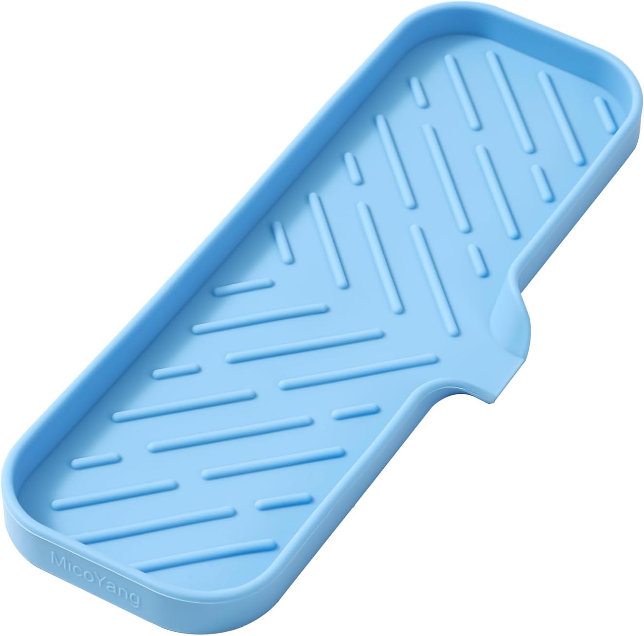 MicoYang Silicone Soap Dish with Drain Spout, Self-Draining Sink Organizer Tray for Bathroom and Kitchen, Sponges, Dispensers and Soap Holder, Non-Slip and Dishwasher Safe, Black (Compact, 4.9"×3.2")