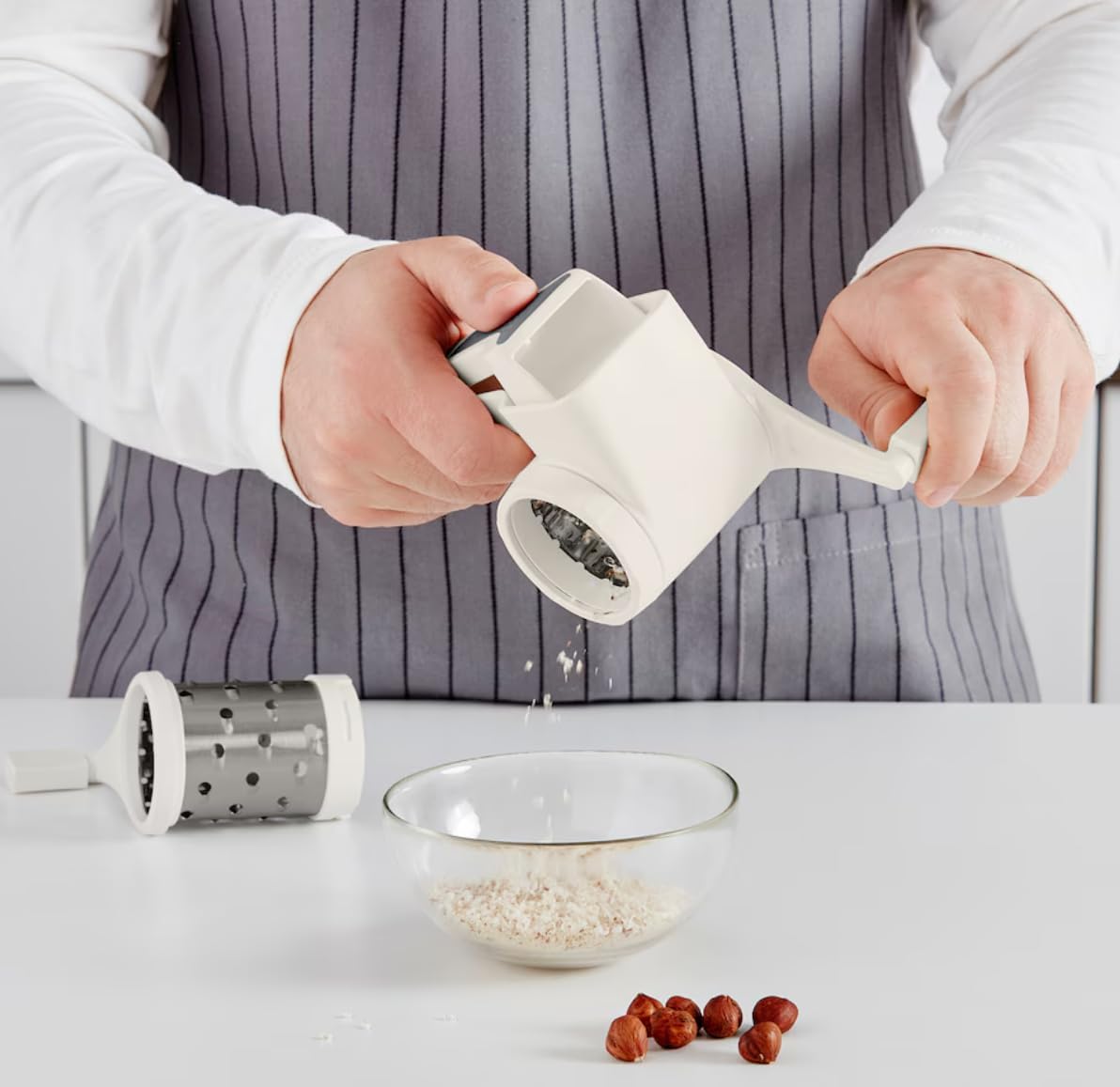 Stralande White Rotary Cheese Grater for Left and Right Handed