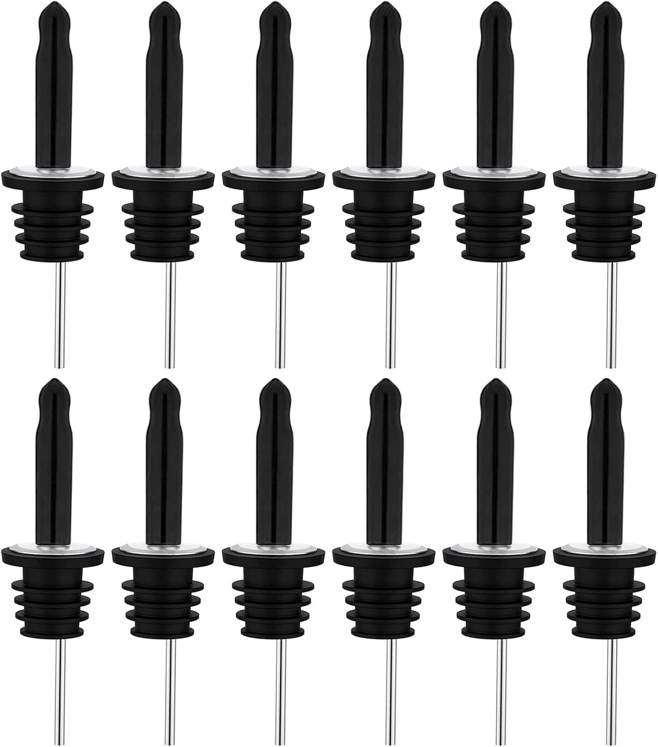 Pafusen 6 Pack Liquor Bottle Pourers, Liquor Pour Spout for Liquor Bottles, Stainless Steel Olive oil Dispenser Spout, Alcohol Pourer Spouts Dust Caps Covers Fixed, Sliver