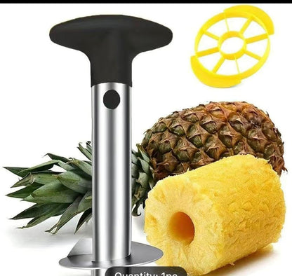 Pineapple Corer Slicer Peeler Stainless Steel for Diced Fruit Rings All in One (Yellow)
